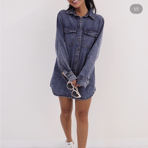 NWT CRYBABY DENIM SHIRT DRESS - Picture 2 of 11